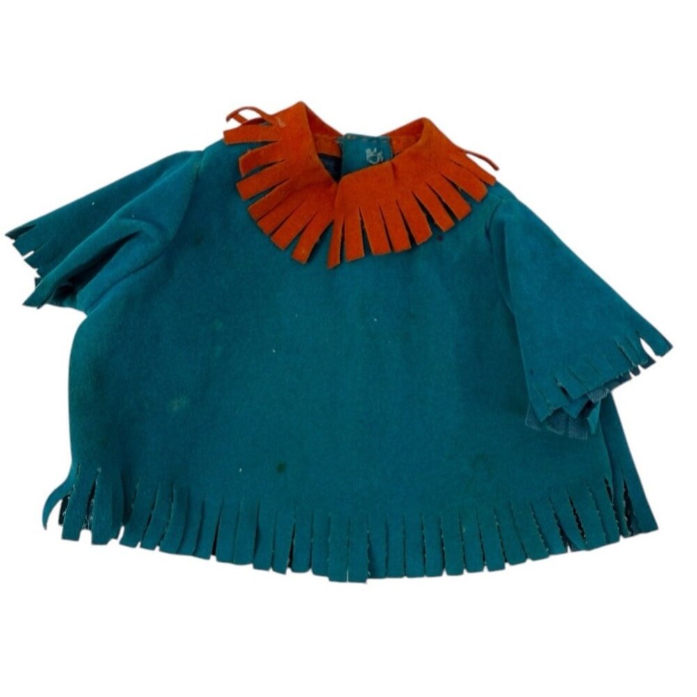 Vintage Ideal Toddler Thumbelina Doll ORIGINAL Teal Blue Shirt Fringe Orange